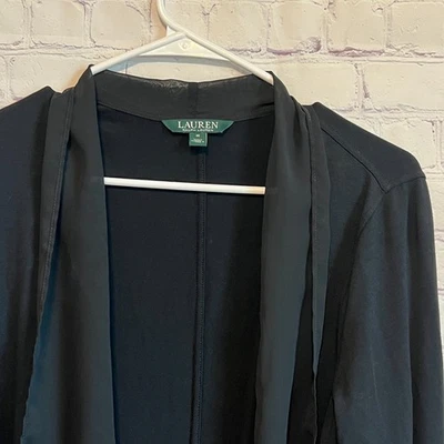 Cardigã Lauren Ralph Lauren Frente Aberta Preto Acabamento Transparente Painel Feminino Tamanho M - Imagem 1 de 4