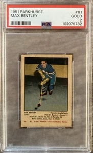 Max Bentley 1951 Parkhurst #81 Rookie Card PSA 2 Toronto Maple Leafs HOF Legend - Picture 1 of 2