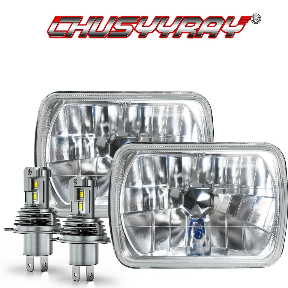 Fit Pontiac Phoenix 1977 - 1984 双 5x7 7x6 英寸密封方形 LED 车头灯 高/低光束 — 第 1/4 张图片