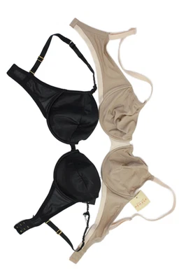 Conjunto de sujetador y balconette de satén con copa moldeada para mujer Gossard negro talla 32DD/40B Foto 1 de 4