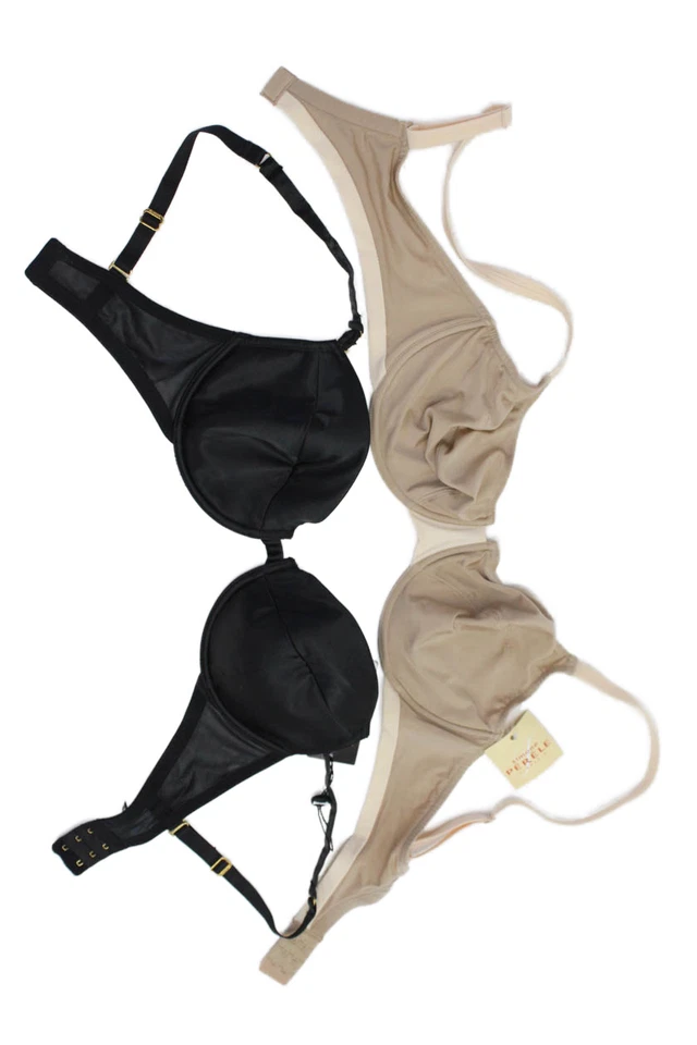 Conjunto de sujetador y balconette de satén con copa moldeada para mujer Gossard negro talla 32DD/40B Foto 1 de 4