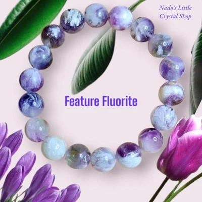 Feather Fluorite Natural Crystal Bracelet 11.8mm - Image 1 of 4
