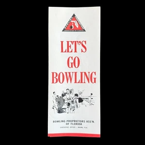 Folleto de la década de 1950 Lets Go Bowling Propietors Association of Florida Lista de callejones - Imagen 1 de 5