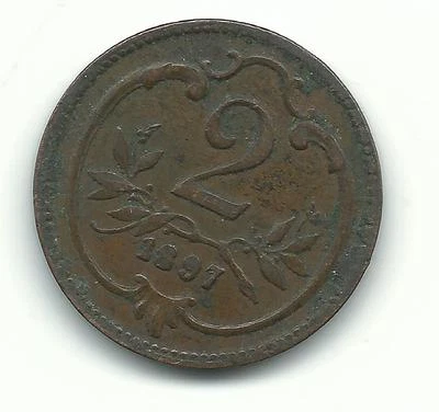 A VERY NICELY DETAILED HIGHER GRADE 1897 AUSTRIA 2 HELLER COIN-JAN1012 - Image 1 of 2