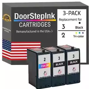 DoorStepInk Compatible Ink Cartridges for Lexmark #3 2 Black / #2 1 Color-USA - Picture 1 of 5