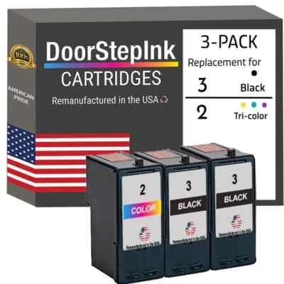 DoorStepInk Compatible Ink Cartridges for Lexmark #3 2 Black / #2 1 Color-USA - Image 1 of 4