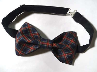 NUEVA Corbata de Pajarita Ajustable a Cuadros de Navidad Negra/Roja Hecha a Mano para Hombres Foto 1 de 3