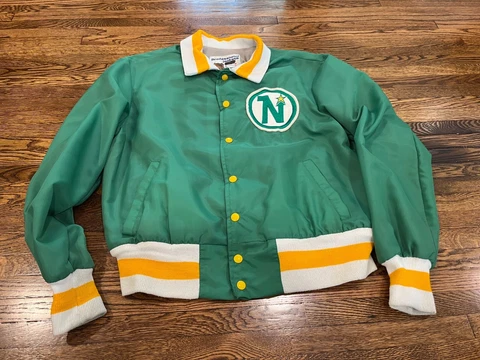 VINTAGE Shain NHL Jacket Minnesota North Stars Bomber Satin Mens L (44) Cover