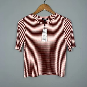 NWT 525 America S Stripped Red Clay Multi Short Sleeve Crew Neck T Shirt Top - Picture 1 of 7