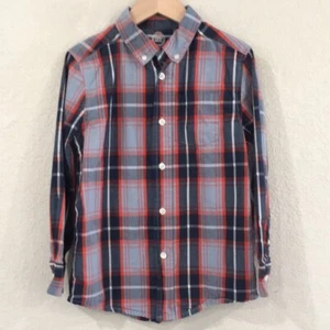 Wonder Nation Boys S 6/7 Shirt Blue & Orange Plaid Button Up 100% Cotton Preppy - Picture 1 of 10