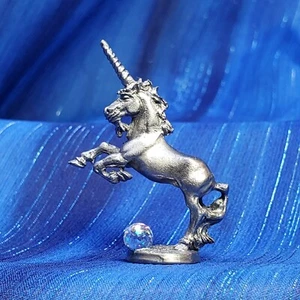 Estatuilla Unicornio con Peltre Cristal Pequeña Hecha en EE. UU. NUEVA - Imagen 1 de 6