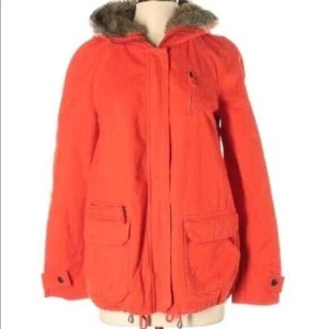 Anthropologie Daughters Of The Liberation Hooded Orange Coat Size Small - Picture 1 of 8