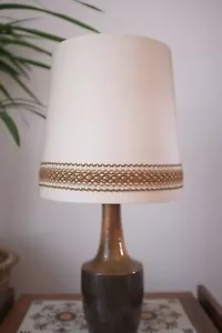 Pantalla de lámpara cónica retro con borde/trenza vintage - mediados de siglo - crema/beige - Imagen 1 de 23