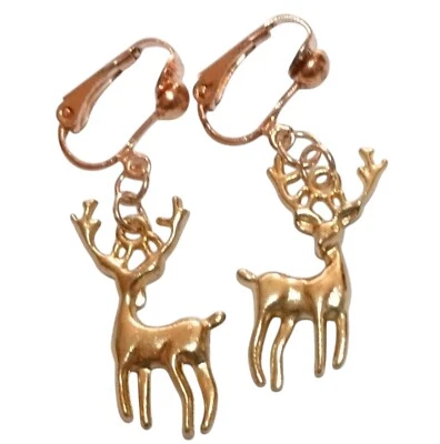 Ohrclips Clips Hirsch goldf roségoldf Weihnachten Weihnachtsohrringe ca 4,2 cm - Bild 1 von 4