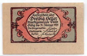 1921 Austria Telfs Notgeld 30 Heller Note (817) - Picture 1 of 2