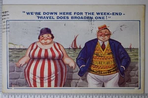 HUMORVOLLES ÜBERGEWICHTIGES PAAR LUSTIGE ATLANTIC CITY POSTKARTE 639 - Bild 1 von 2