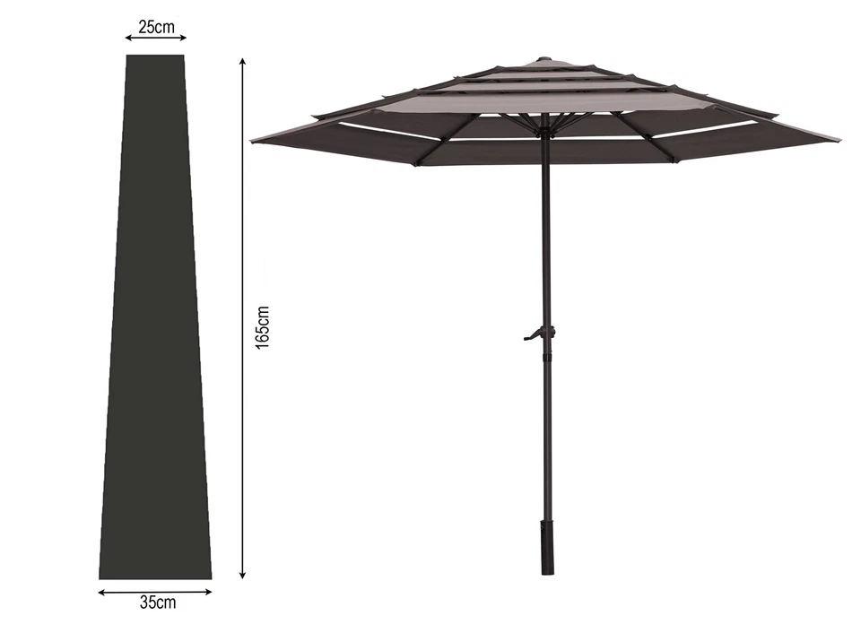 QUICK STAR Schutzhülle Schwarz Länge 165cm für Sonnenschirme bis Ø 300cm