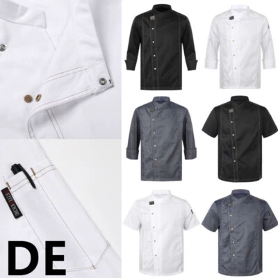 INHZOY DE Herren Damen Koch Bäckerjacke mit Tasche Und Druckknopfverschluss Uniform