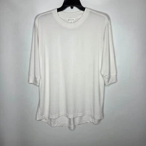 Top túnica suave de gran tamaño dobladillo caído Athleta Inspire para mujer talla S blanco mangas 3/4 - Imagen 1 de 6