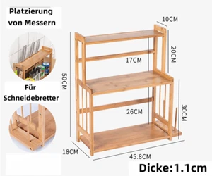Küchen Eckregal Küchenregal Bambus Küchengestell Regal Gewürzregal 3 Ablagen - Bild 1 von 12