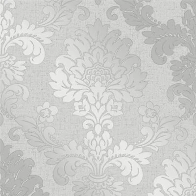 Fine Decor Quartz Silver Glitter Damask Textured Feature Wallpaper FD41965 - image 1 of 2