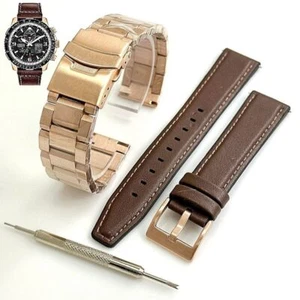 Steel Leather Replacement Watch Band for Citizen Skyhawk JY8076-07E U680-S116694 - Picture 1 of 7