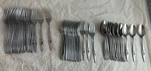 oneidacraft deluxe lasting rose stainless dinner forks, salad forks,  teaspoons - Picture 1 of 15