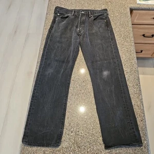Levis 501 Button Fly Black Denim Jeans Mens 33X30 Straight Leg 100% Cotton EUC - Picture 1 of 15
