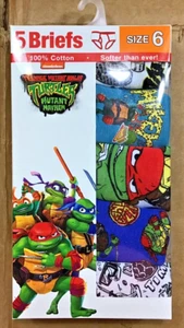 Teenage Mutant Ninja Turtles 5 Pack Boys Briefs Underwear Size 6 100% Cotton BB4 - Picture 1 of 6