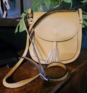 Florence leather crossbody bag, mustard yellow made in Italy - Picture 1 of 15