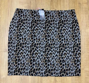 New ladies mix grey animal print casual warm long pencil skirt plus size UK 30 - Picture 1 of 8