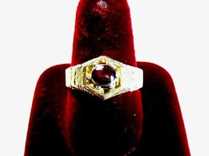 VINTAGE 925 ST. SILVER RING WITH 6 MM STAR RUBY, Size T - Imagen 1 de 8