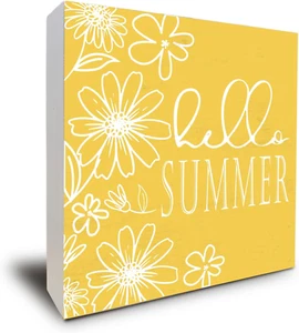 Summer Decor, Summer Decorations for Home, Yellow Wooden Box Sign for Bathroom S - Picture 1 of 12