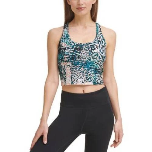 Camiseta sin mangas recortada Calvin Klein para mujer estampada espalda cruzada verde talla S precio de venta sugerido por el fabricante $50 Foto 1 de 1