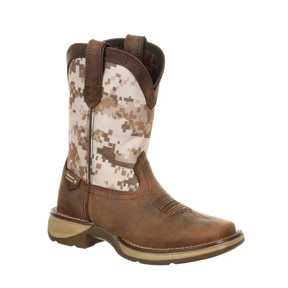 Botas vaqueras occidentales digitales de cuero camuflaje/polvoriento para niños grandes Lil Durango Foto 1 de 4