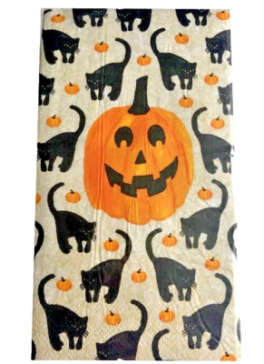 Servilletas de cena de papel de Halloween gato negro calabaza toallas de mano paquete de 40 decoupage Foto 1 de 4