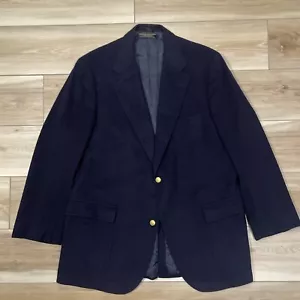 Blazer de Colección 45 L Brooks Brothers Azul Marino Todo Cachemira Dorado Botón, Raro, Hecho en Unión - Imagen 1 de 8