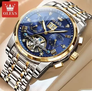 OLEVS Mens Watch Automatic Mechanical Tourbillon Luxury Stainless Steel New - Picture 1 of 4