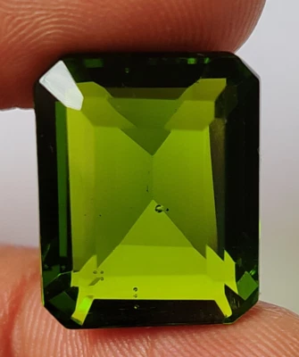 AAA+ Brazilian Green peridot 14.60 Ct. Emerald Cut Loose Gemstone Gift for Women - Image 1 of 4