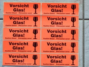 10 Paketaufkleber / Hinweis Etiketten "Vorsicht Glas" - Bild 1 von 1