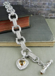 Judith Ripka Bracciale Maglia Sterling con Cuore di Citrino - Foto 1 di 8