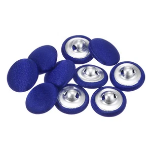 10pcs Fabric Cloth Covered Button 15mm Round Metal Sewing Buttons, Deep Blue - Picture 1 of 6