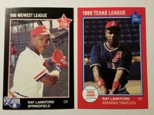 Grand Slam 1988 Midwest #26, 1989 Texas #22 Minor League ~ RAY LANKFORD