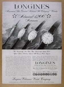 Reloj Longines Admiral-1200 1958 ilustración arte vintage impresión anuncio - Imagen 1 de 1