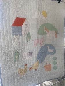 The Land Of Nod Toddler/Nursery 4 Piece Bedding Set Barn Animals Kids Bedroom - Picture 1 of 6