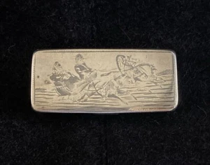 Antike russische Silber Niello Schnupftabakdose um 1898 signiert gepunzt Goldwäsche Inter - Bild 1 von 7