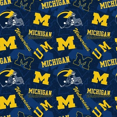 SYKEL University of Michigan Wolverines Cotton Fabric Tone on Tone Print-By the Yard