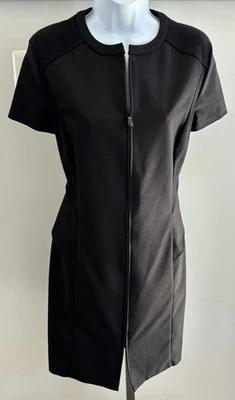 Magaschoni New York Black Dress Full Zip Front S/S Ladies Sz 8 - Image 1 of 4