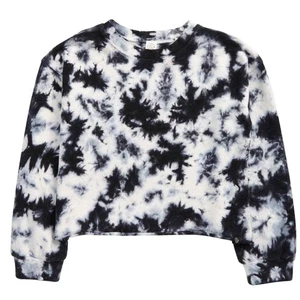 Treasure & Bond Girl's Cotton White/Navy Tie Dye Crop Pullover Size L / 10-12 - Picture 1 of 3