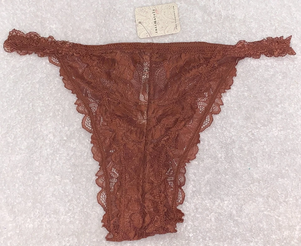 INTIMATELY FREE PEOPLE Todo Encaje Canela Marrón Tanga Bikini Panty Mujer Talla L 7 Foto 1 de 4